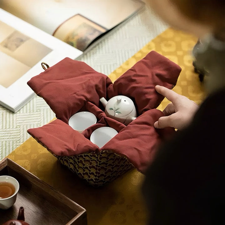 Cloud Brocade Teaware Travel Pouch Collection