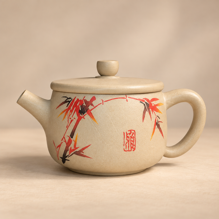 Autumn Bamboo Jianshui Handmade Teapot – Rare Beige Clay | 150ml