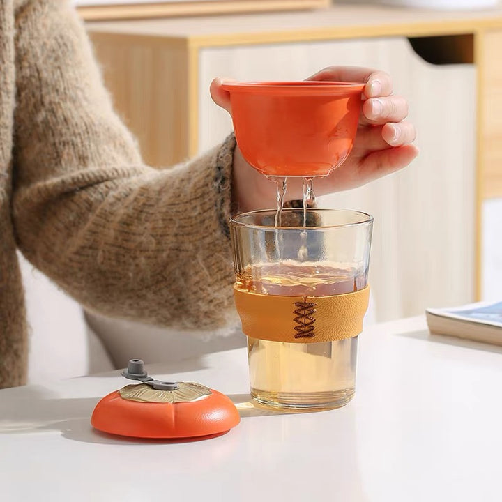 Steep & Sip -Daily Desk Tea Brewer with Porcelain Infuser &Glass Straw