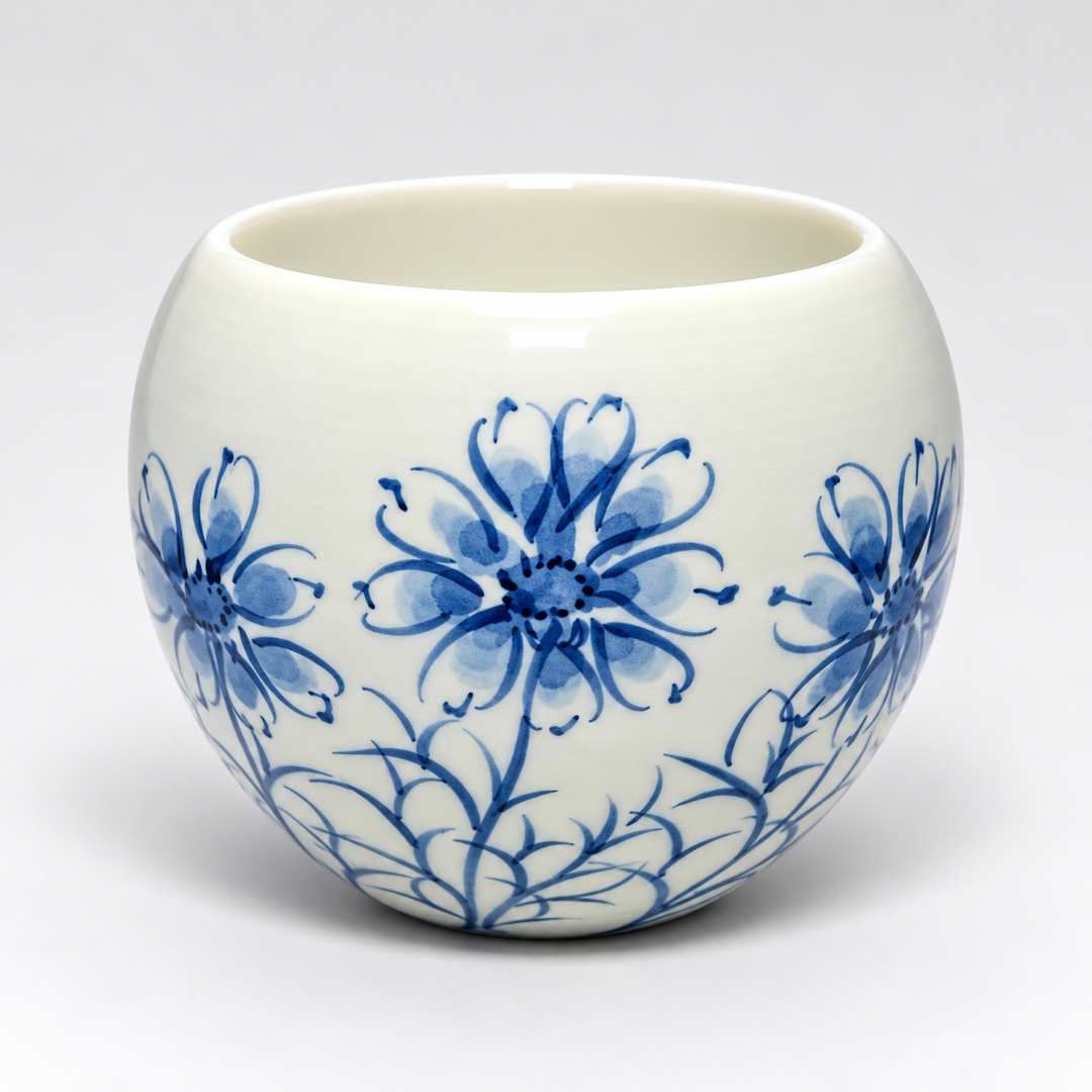 Japanese Handcrafted Arita-yaki Qinghua Porcelain Large Teacup 235ml