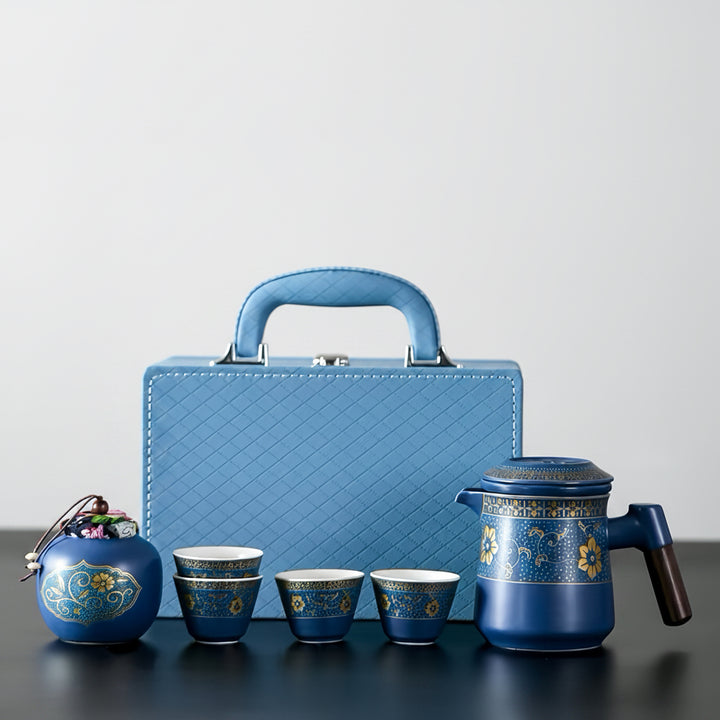 Blue Dynasty- Premium Portable Office Travel Tea Set