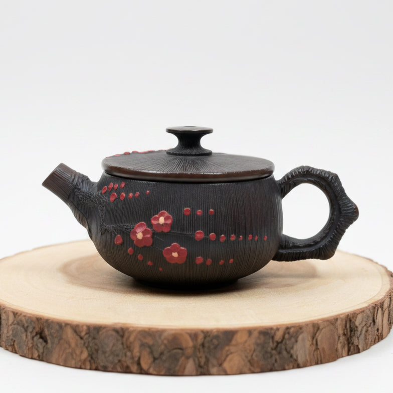 Crimson Plum Blossom- Master Handmade Jianshui Small Teapot