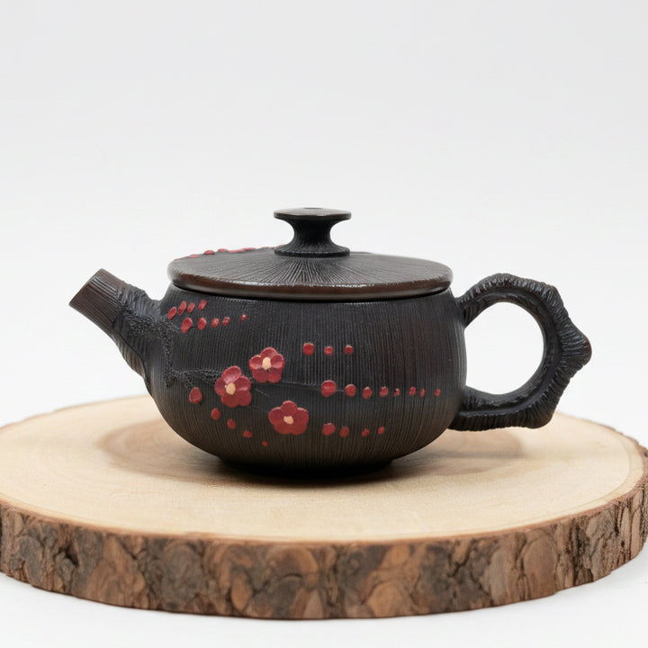 Crimson Plum Blossom- Master Handmade Jianshui Small Teapot
