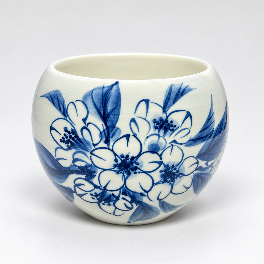 Japanese Handcrafted Arita-yaki Qinghua Porcelain Large Teacup 235ml