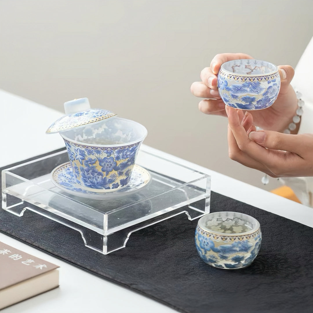 Blue Blossom -Liuli Gaiwan Complete Gongfu Tea Set