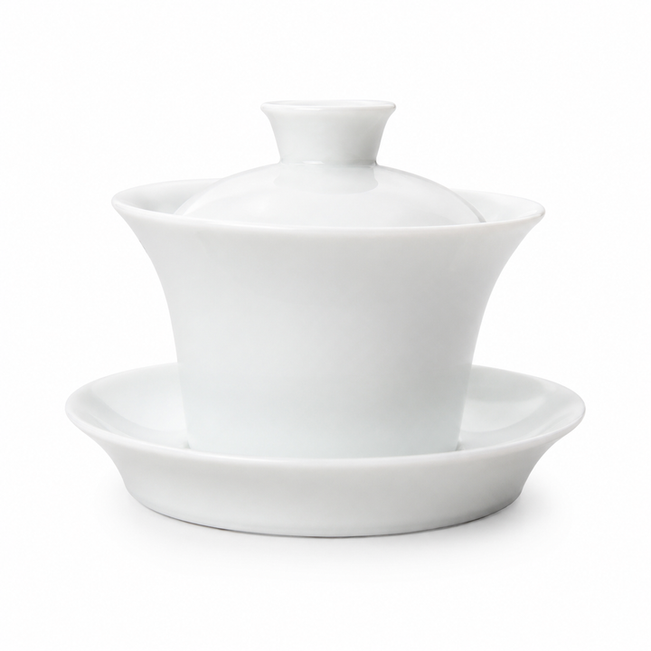 Jingdezhen “Horseshoe” Pure White Jade Porcelain Gaiwan