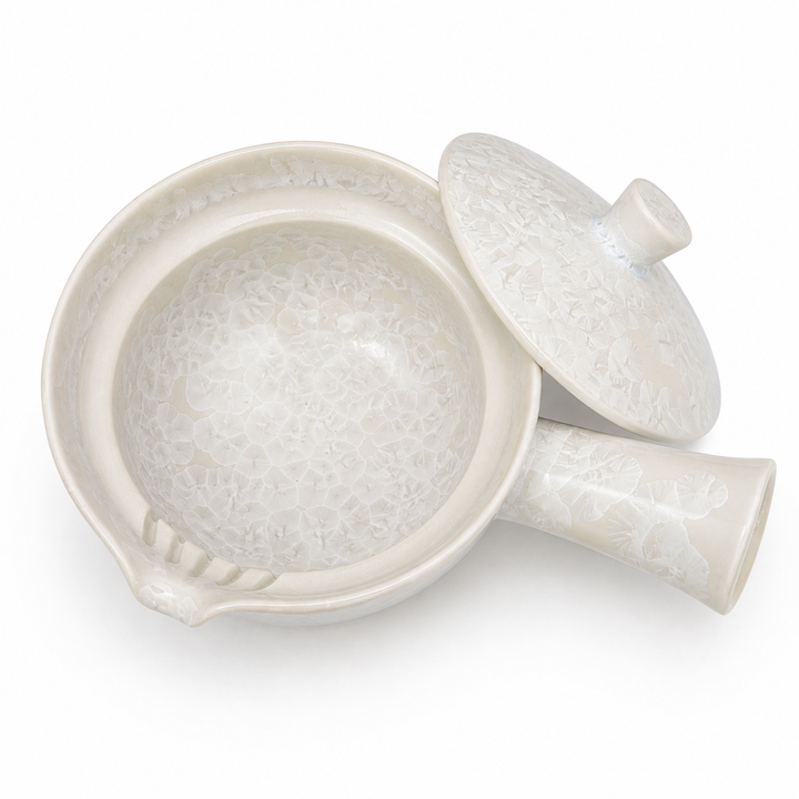 Frost Bloom -Japanese Kyoto Ice Crystal Glaze Kyusu Teapot