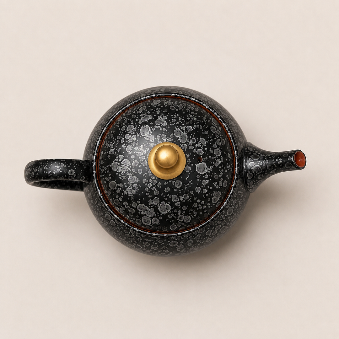 Silver Galaxy -Japanese Master Shouryu Royal Black Tenmoku Teapot