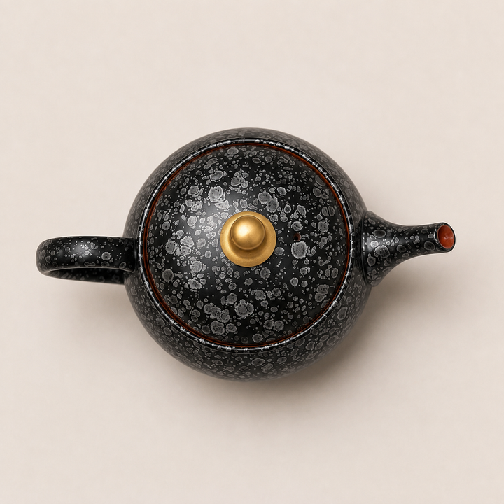 Silver Galaxy -Japanese Master Shouryu Royal Black Tenmoku Teapot