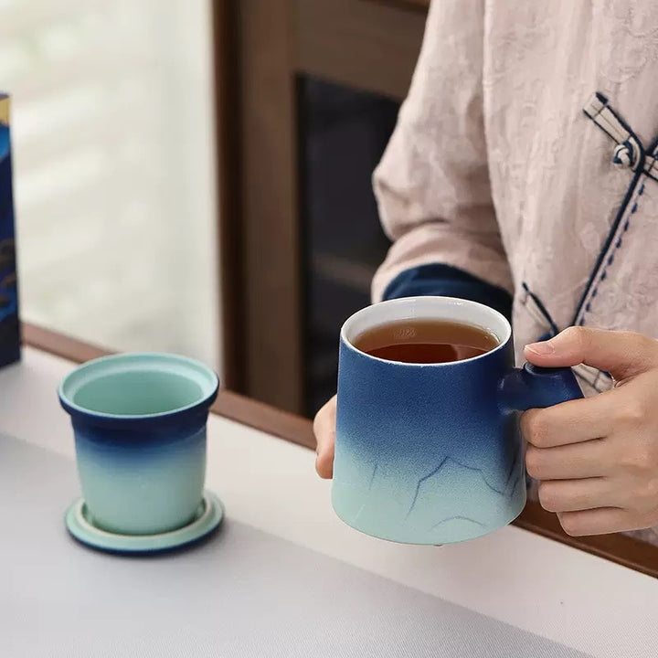 Azure Mountain Office Travel Tea Mug with Canister