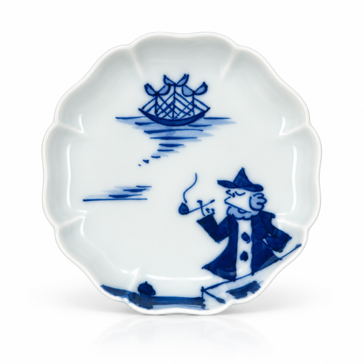 Japanese Handcrafted Arita-yaki Qinghua Porcelain Tea Plate