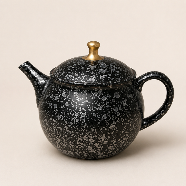 Silver Galaxy -Japanese Master Shouryu Royal Black Tenmoku Teapot