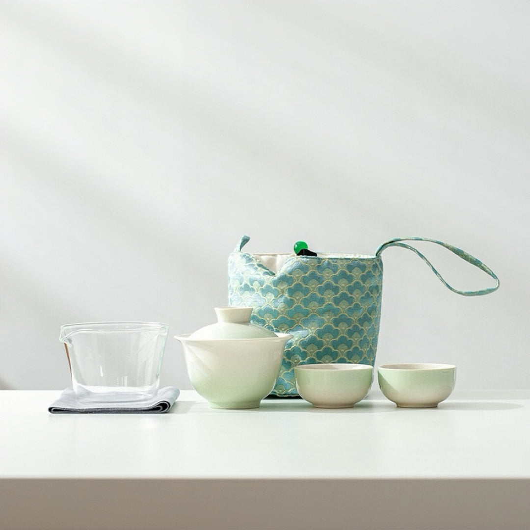 Cloudlight Glazed Gaiwan Tea Set with Pouch