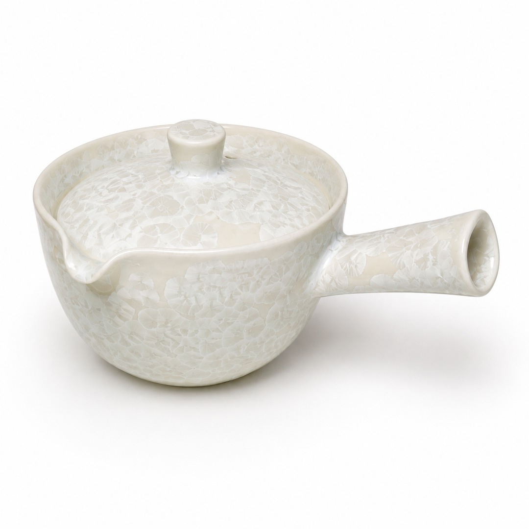 Frost Bloom -Japanese Kyoto Ice Crystal Glaze Kyusu Teapot