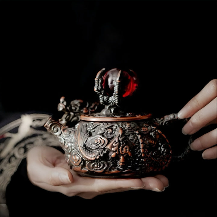 Flaming Pearl Dragon - Master Handcrafted Purple Clay Teapot