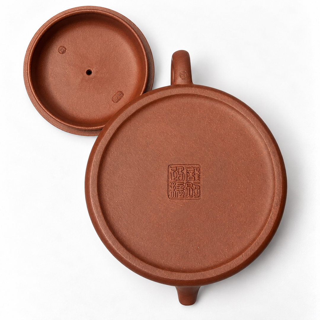 Bamboo Moon -Yixing Clay Handmade FLAT Teapot