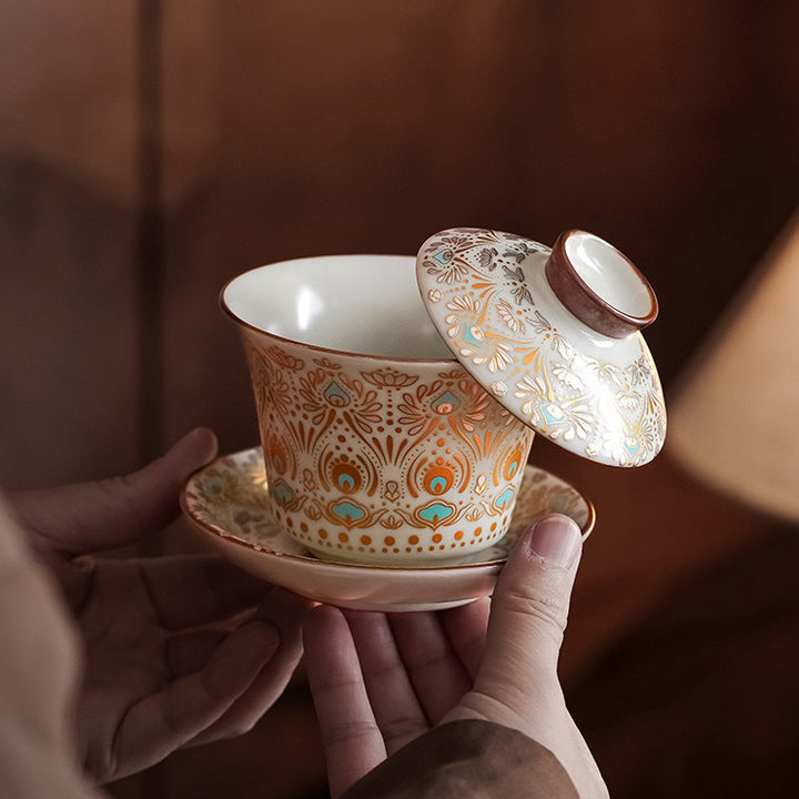 Celestial Radiance - Premium Ru Kiln Teapot and Gaiwan Complete Tea Set