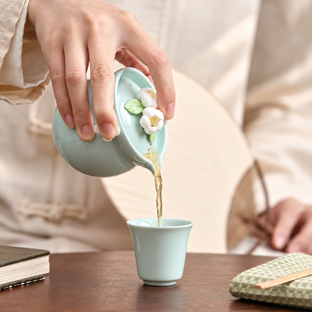 Celadon Blossom Handcrafted Travel Tea Set