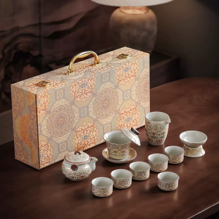 Celestial Radiance - Premium Ru Kiln Teapot and Gaiwan Complete Tea Set