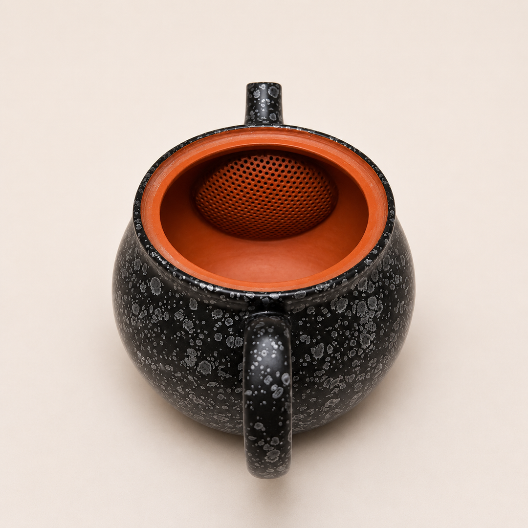 Silver Galaxy -Japanese Master Shouryu Royal Black Tenmoku Teapot