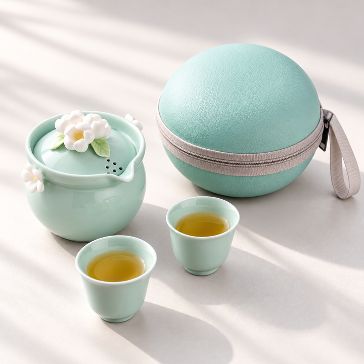 Celadon Blossom Handcrafted Travel Tea Set