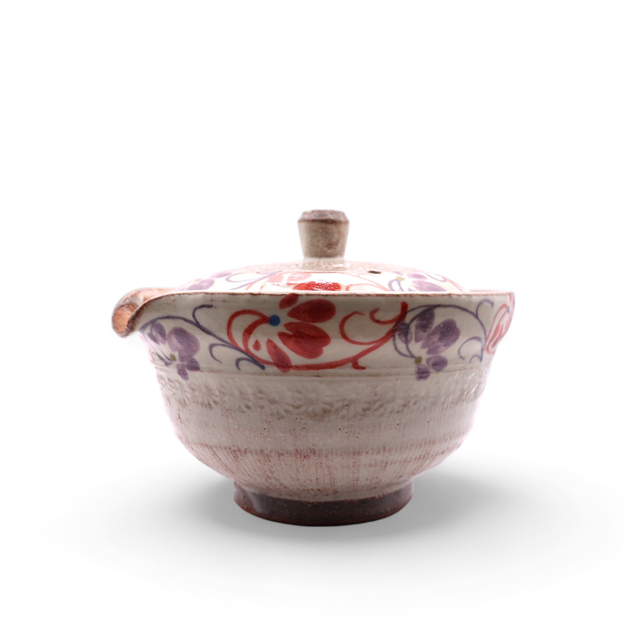 Japanese Handmade Kyoyaki Houhin Teapot - Flower Dance