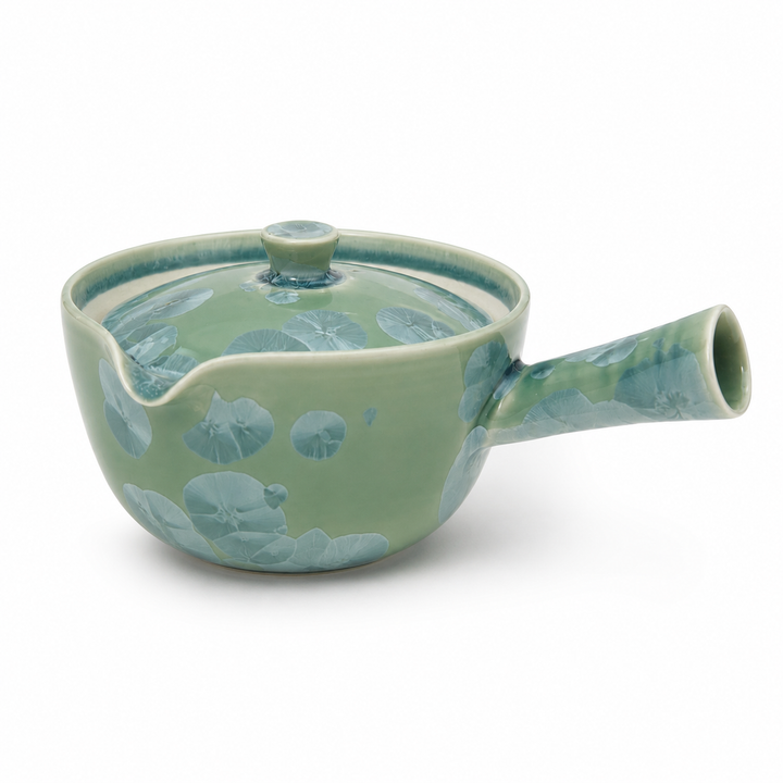 Frost Bloom -Japanese Kyoto Ice Crystal Glaze Kyusu Teapot