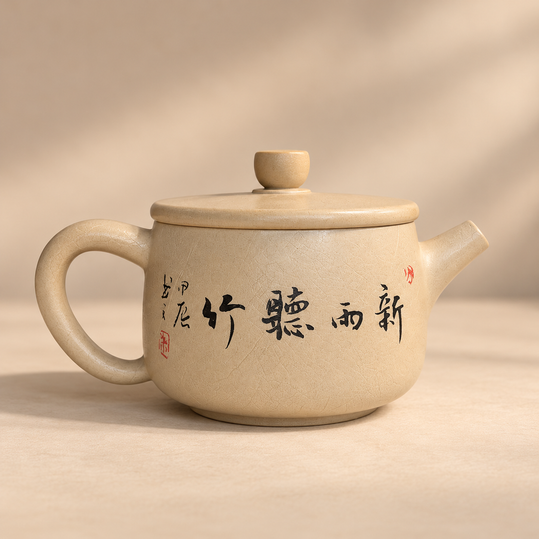 Autumn Bamboo Jianshui Handmade Teapot – Rare Beige Clay | 150ml