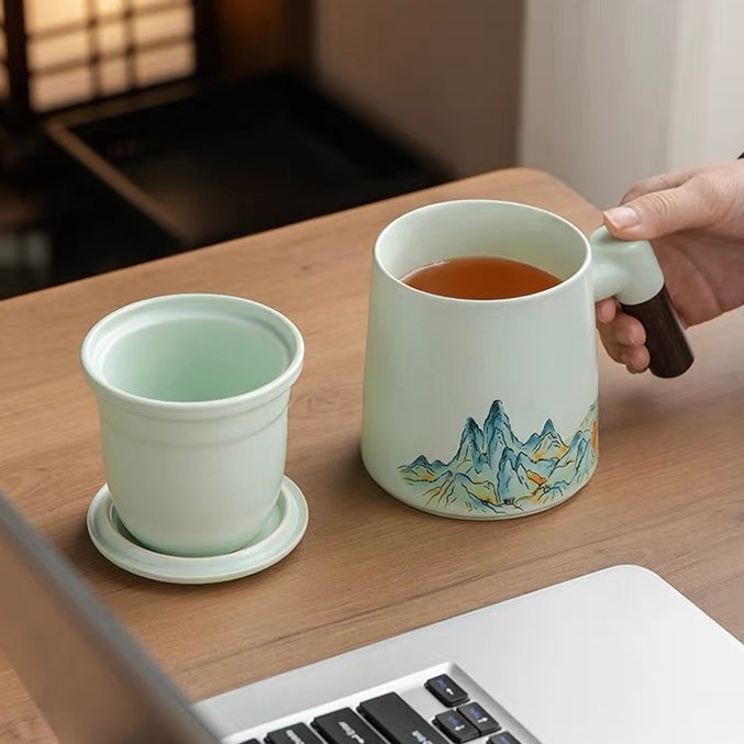 Celadon Mountain Office Travel Tea Mug with Infuser