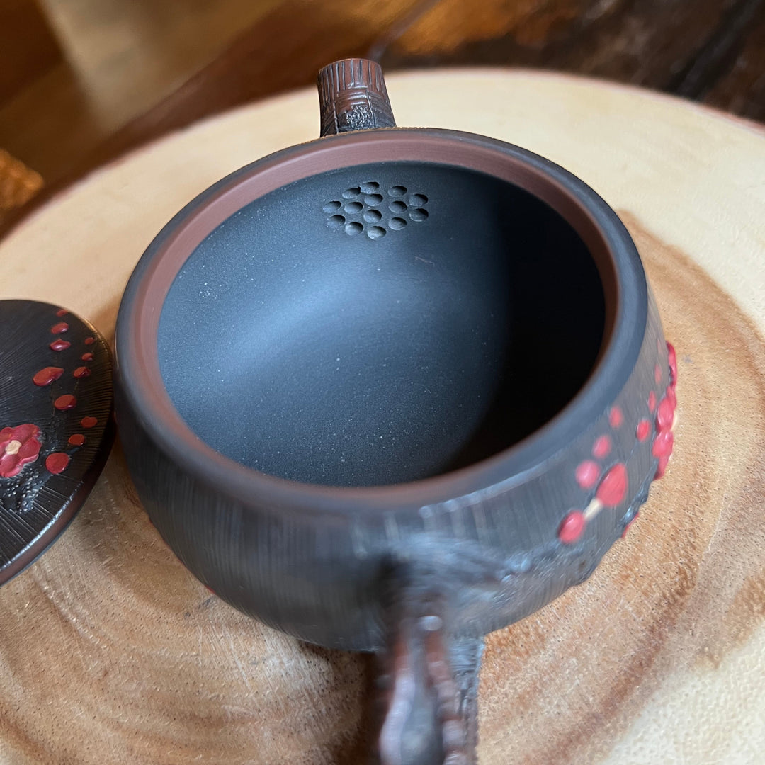 Crimson Plum Blossom- Master Handmade Jianshui Small Teapot