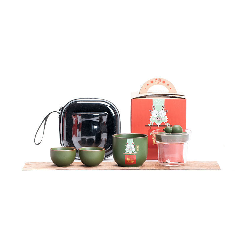 Cute Dragon Ez-brew Gaiwan Travel Tea Set