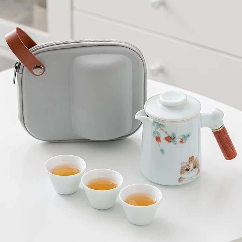 Cute Cat Ez-brew Travel Tea Set