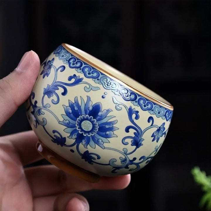 Ancient Coin of China - Good Fortune Ru Kiln Clay Teacup - Tea and Whisk