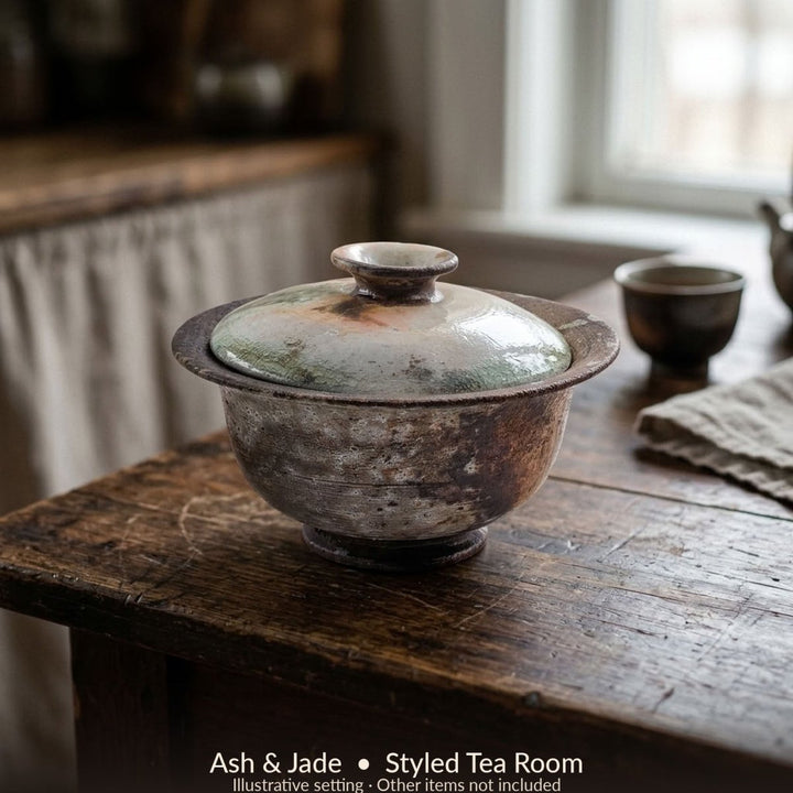Ash & Jade Jingdezhen Wood-Fired Gaiwan – 80–85 ml - Tea and Whisk