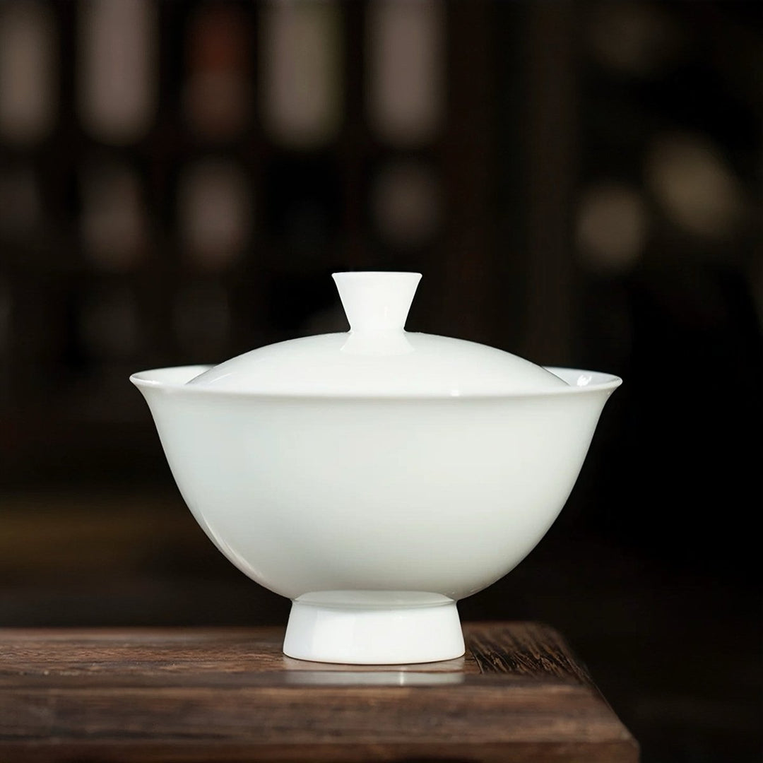 Authentic Jingdezhen Jade Porcelain Colorful Gaiwan - Tea and Whisk