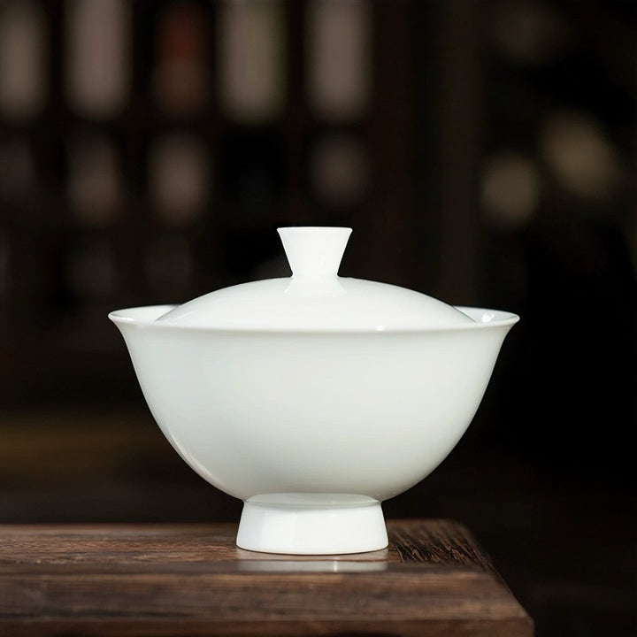 Authentic Jingdezhen Jade Porcelain Colorful Gaiwan - Tea and Whisk
