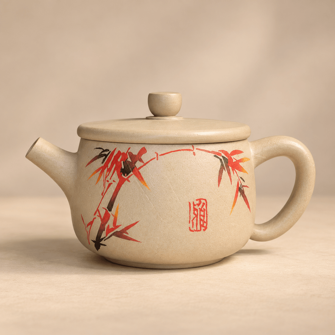 Autumn Bamboo Jianshui Handmade Teapot – Rare Beige Clay | 150ml - Tea and Whisk