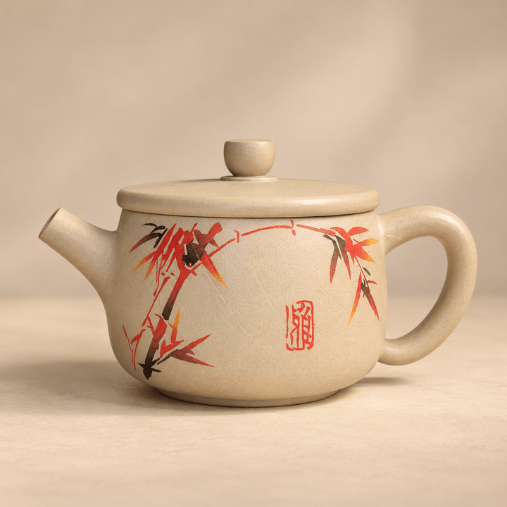 Autumn Bamboo Jianshui Handmade Teapot – Rare Beige Clay | 150ml - Tea and Whisk
