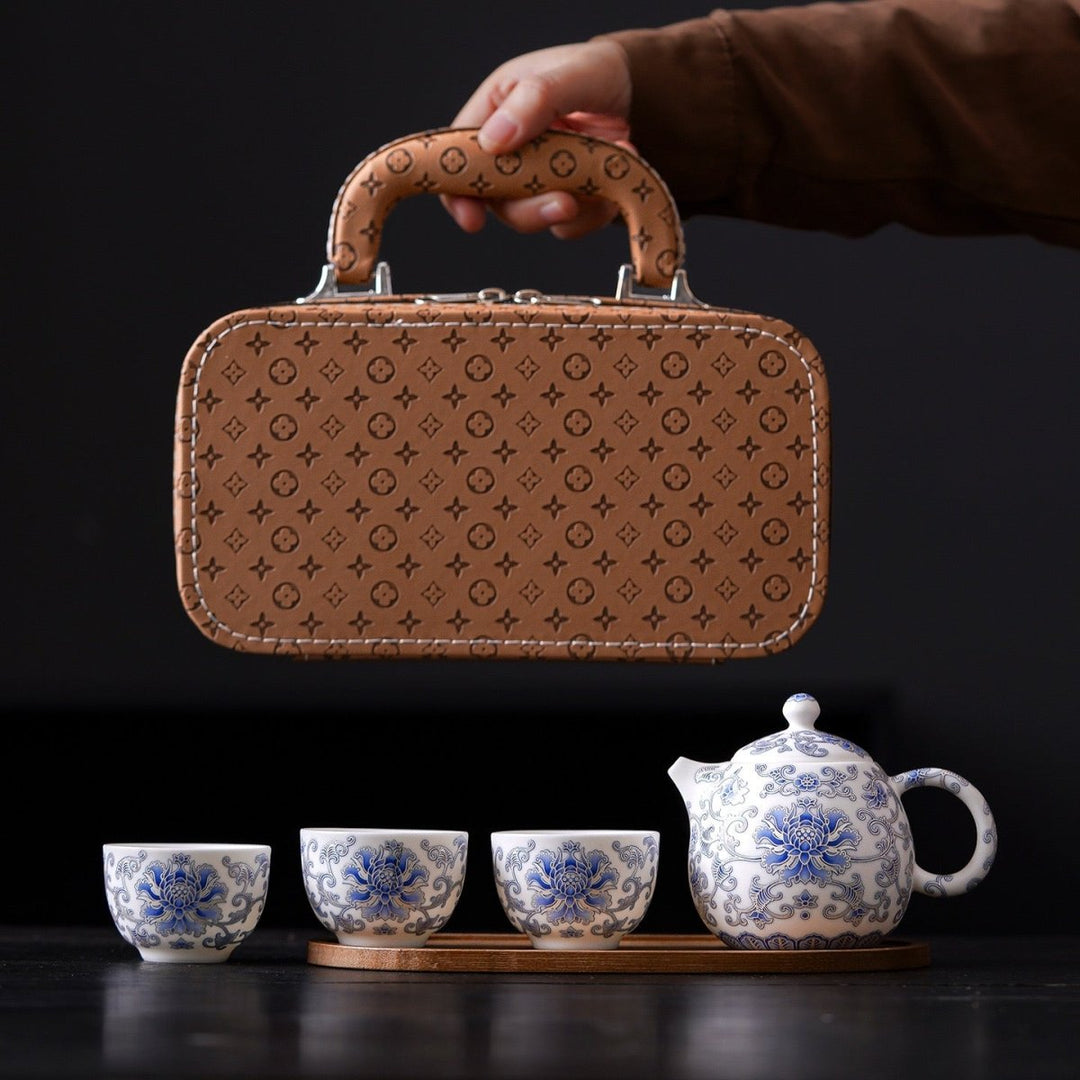 Azure Bloom Travel Tea Set - Tea and Whisk