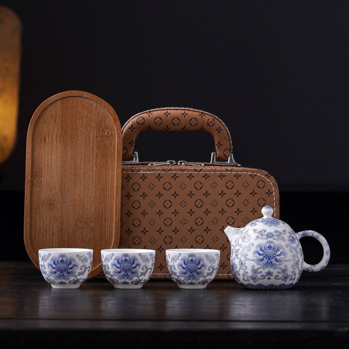 Azure Bloom Travel Tea Set - Tea and Whisk