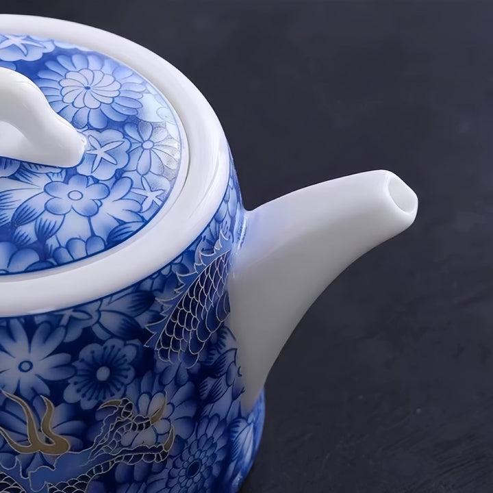Azure Dragon Bloom Teapot with 2 Cups Set - Tea and Whisk