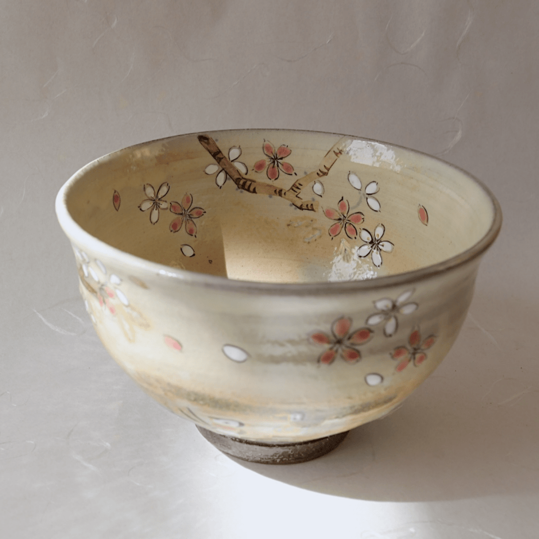 "Bird and Flower" Handpainted Matcha Bowl - Tea and Whisk
