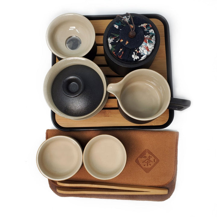 Black Clay Gaiwan Ceremonial Travel Tea Set - Tea and Whisk