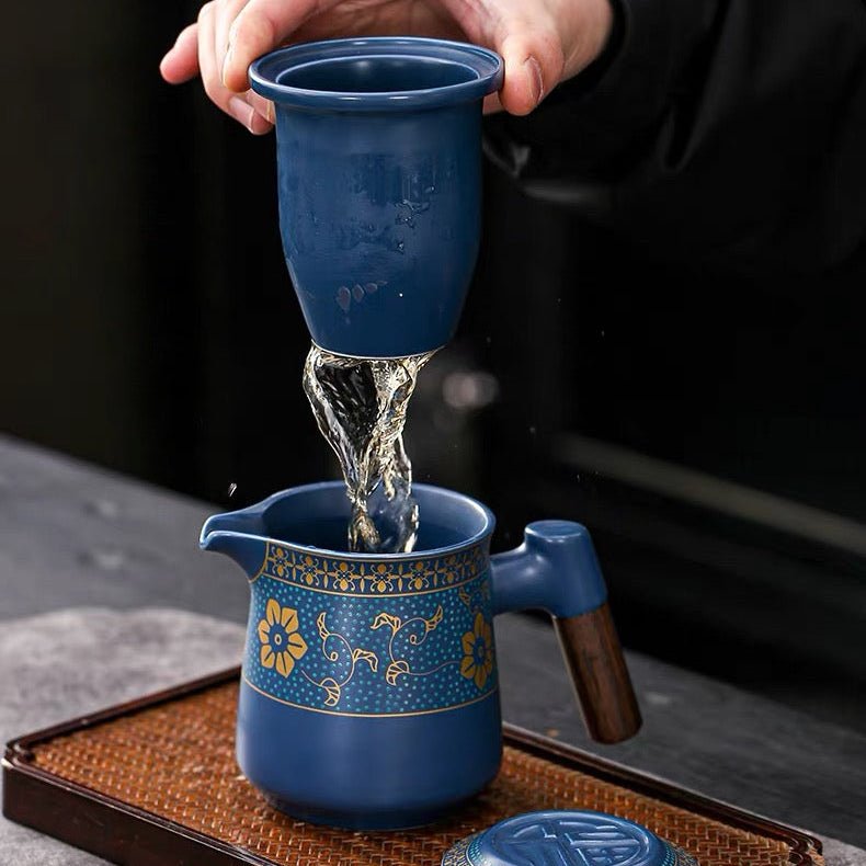 Blue Dynasty- Premium Portable Office Travel Tea Set - Tea and Whisk