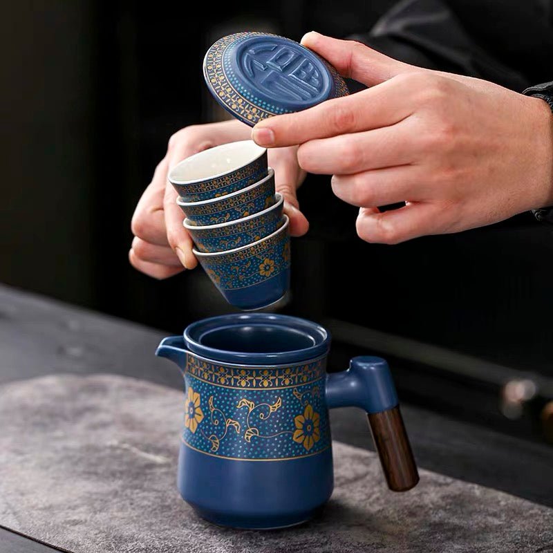 Blue Dynasty- Premium Portable Office Travel Tea Set - Tea and Whisk