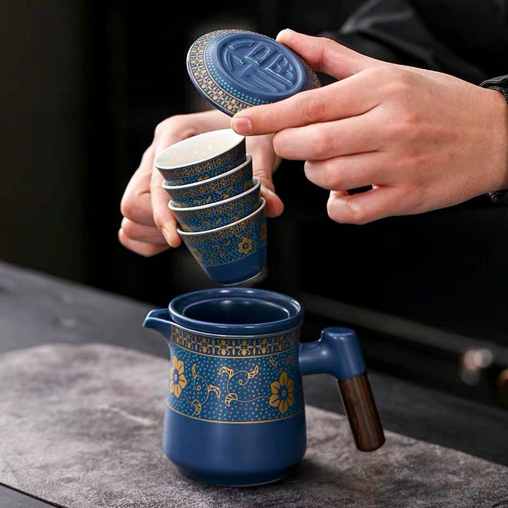 Blue Dynasty- Premium Portable Office Travel Tea Set - Tea and Whisk