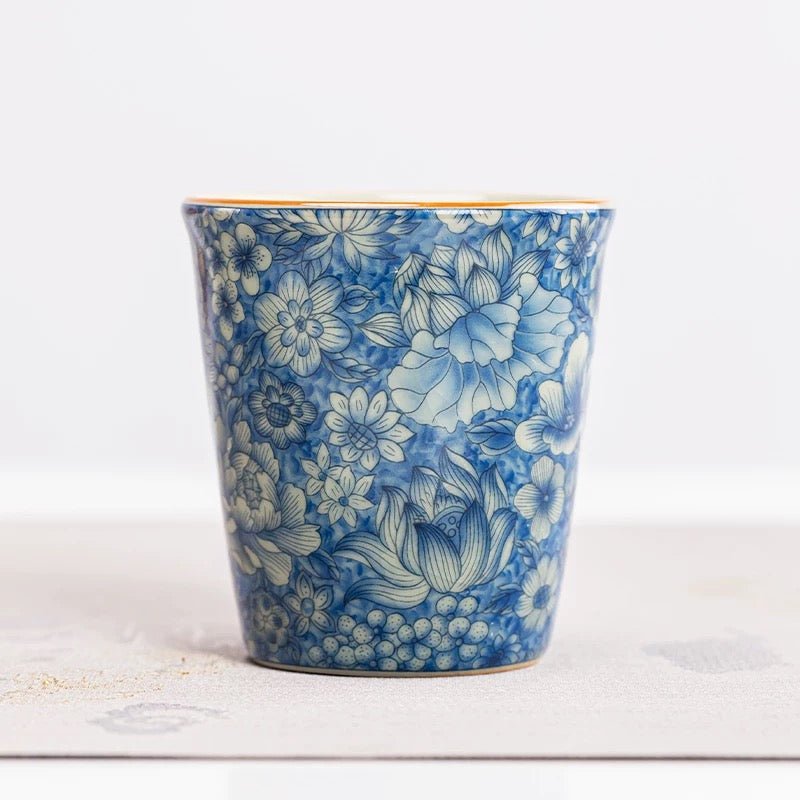 Blue Flowers - Premium Ru Kilns Clay Tea Strainer - Tea and Whisk