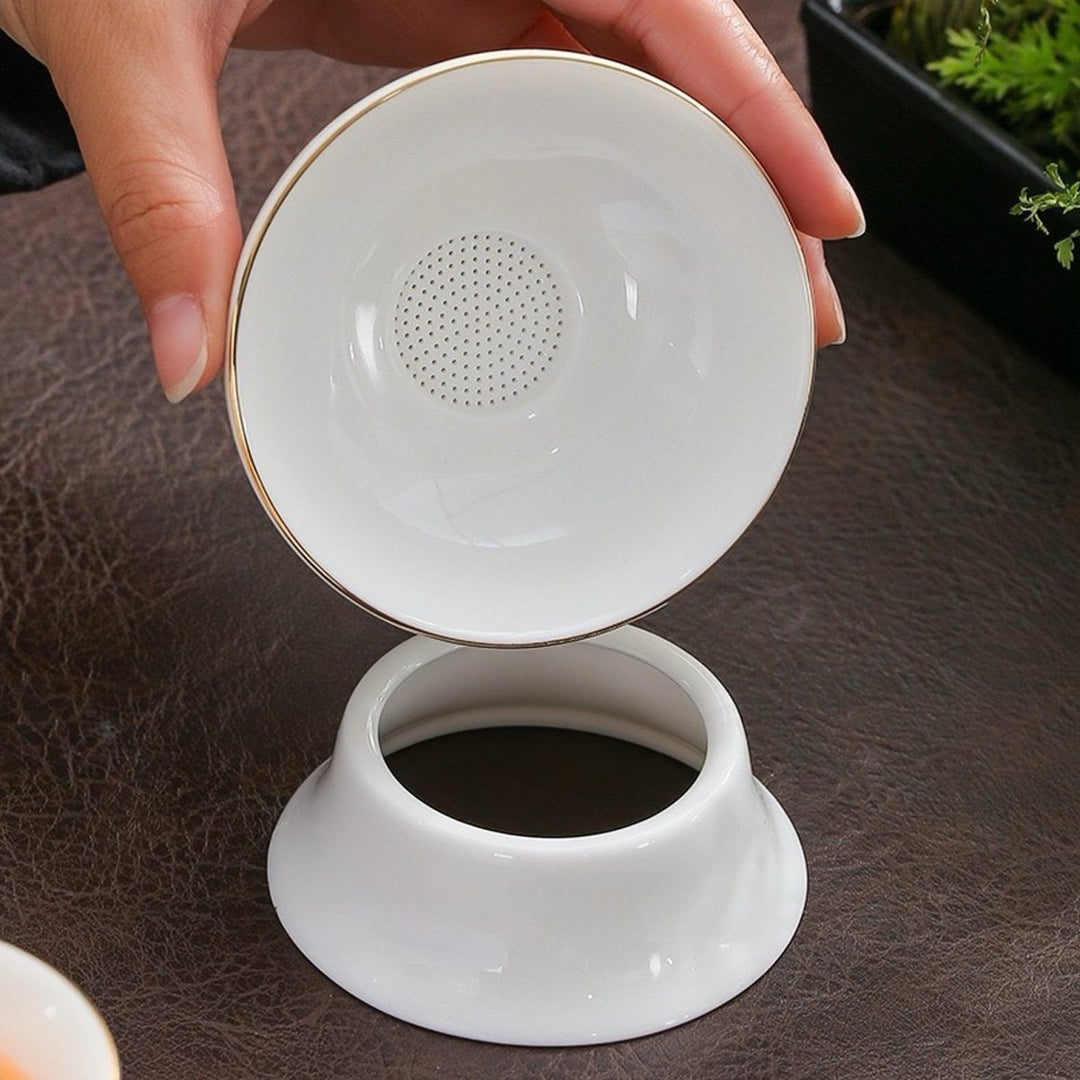 Blue Tide Koi - Premium White Porcelain Teapot Travel Set - Tea and Whisk