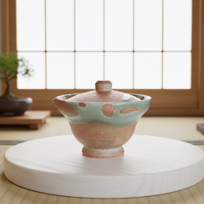 Blushing Spring - Japanese Handmade Shigayaki Hobin Shiboridashi - Tea and Whisk