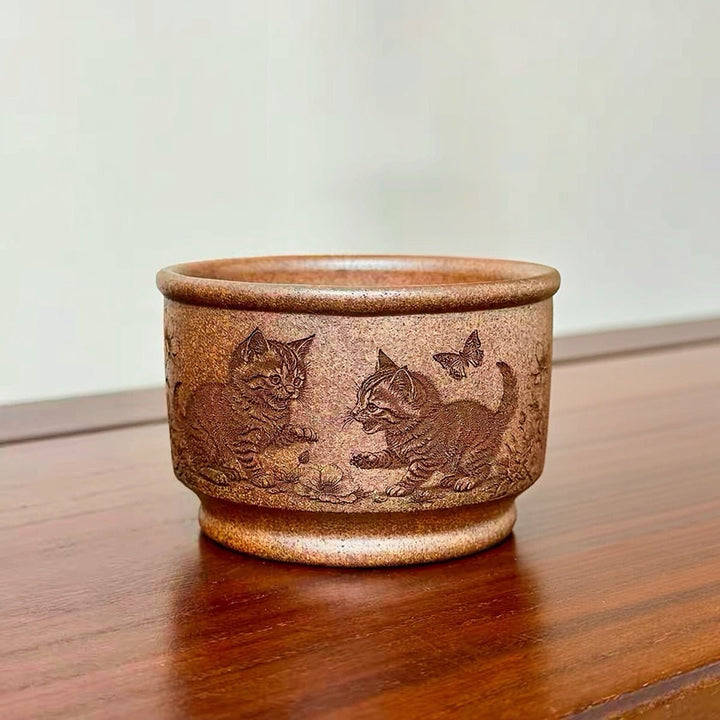 Cats Garden - Yixing Duanni Clay Woodfired Teacup - Tea and Whisk